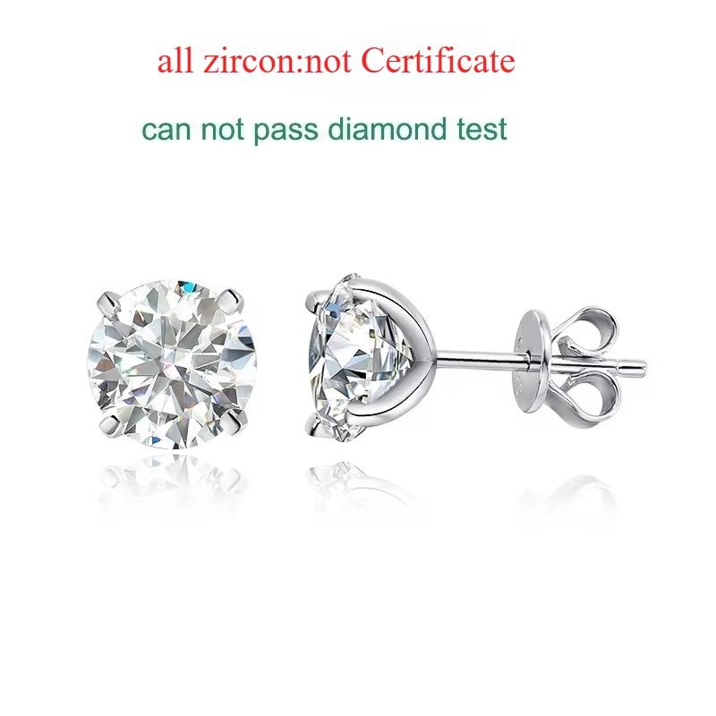 Smyoue Each 0.2-2CT Certified Moissanite Stud Earrings for Women 4 Claw Sparkling Wedding Party Jewelry Silver S925