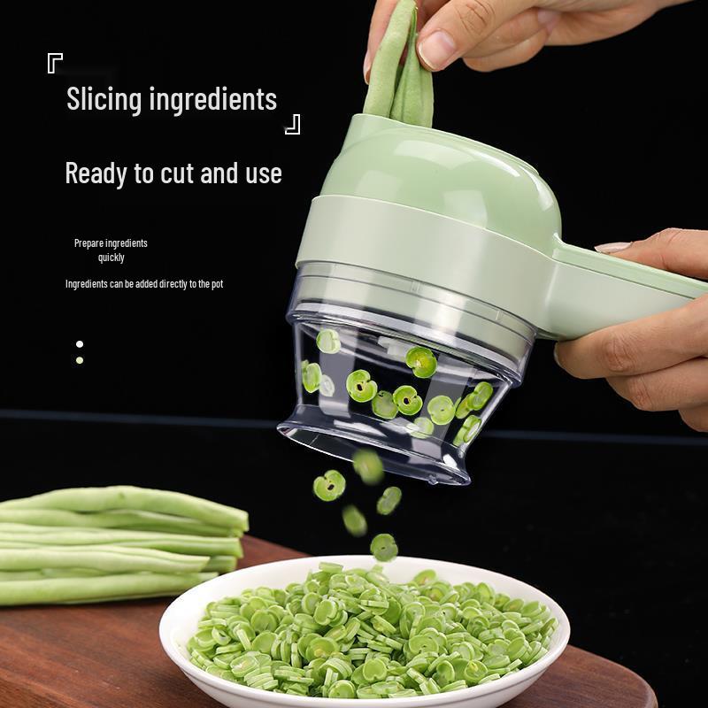 Four-in-One Electric Vegetable Cutter and Chopper: Multifunctional Garlic Masher and Slicer