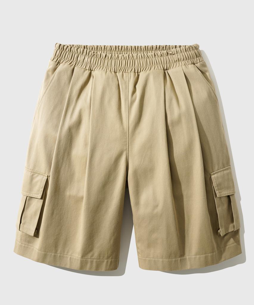 JEMUT Link Double-Pleat Cargo Shorts 5-Piece Set Beige Kjsp2484
