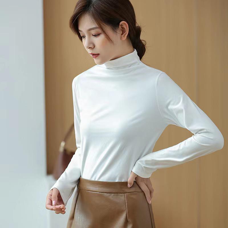 Damen Neunfarbiges Halbhoher Kragen Hautfreundliches Schlankmachendes Langarm-Oberteil