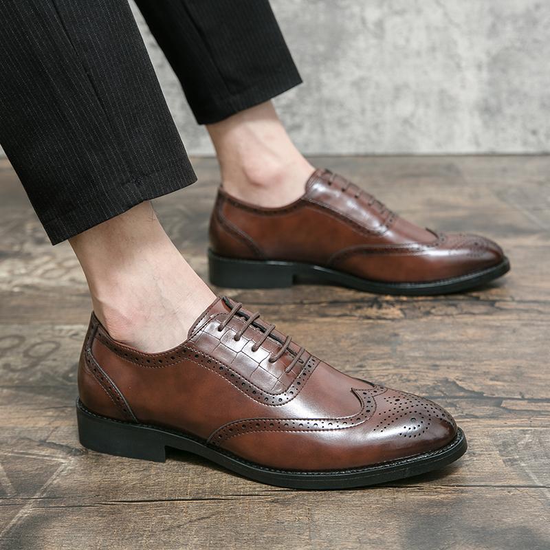 Mens Leather Shoes Luxury Crocodile Pattern Men Business Dress Shoes Casual Social Shoe Male Wedding Footwear