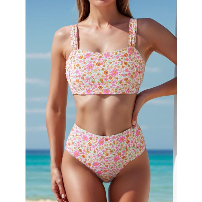 Women's New Small Floral High Waisted Sexy Bikini Two Piece Swimsuit