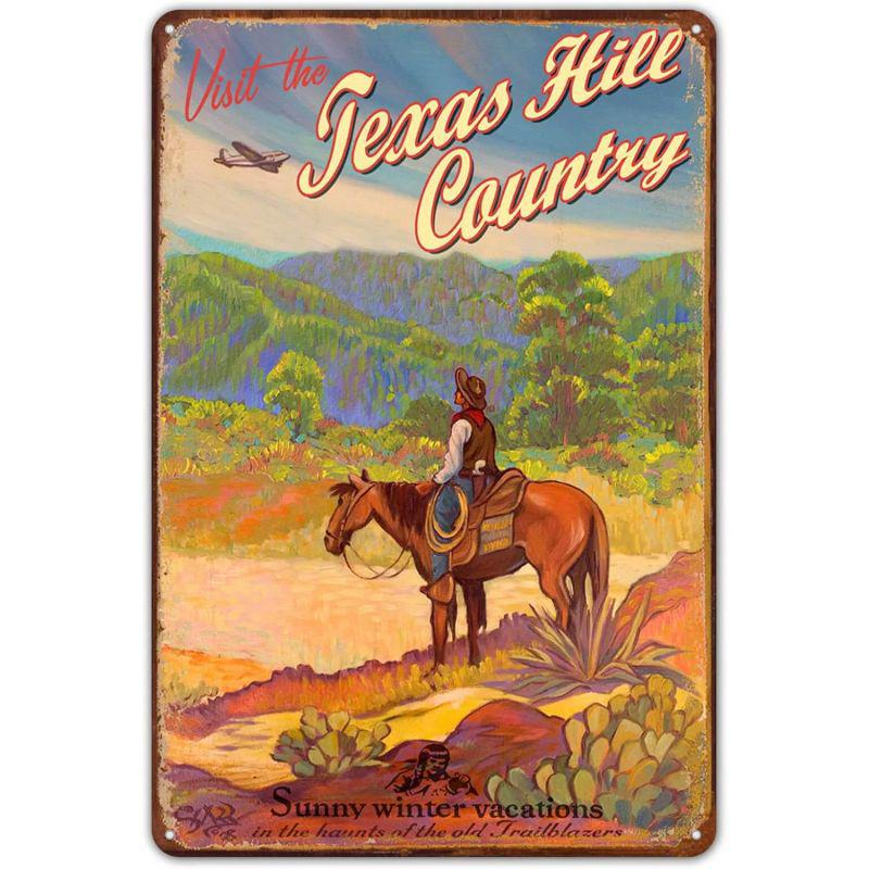 Wild West Cowboy Retro Tin Sign: Vintage American Bar & Restaurant Wall Decor