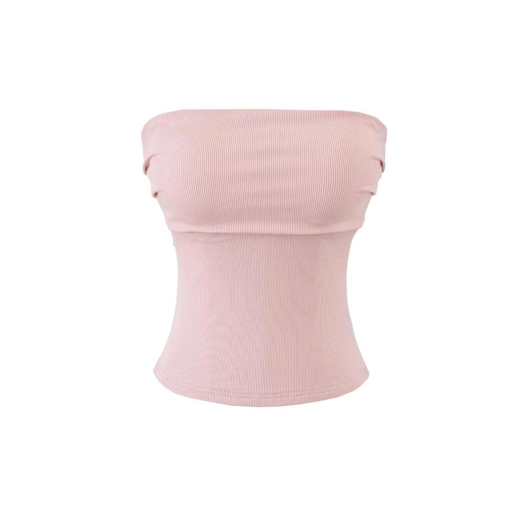 Elegant Pleated Strapless Top with Chest Pads and Non-Slip Design