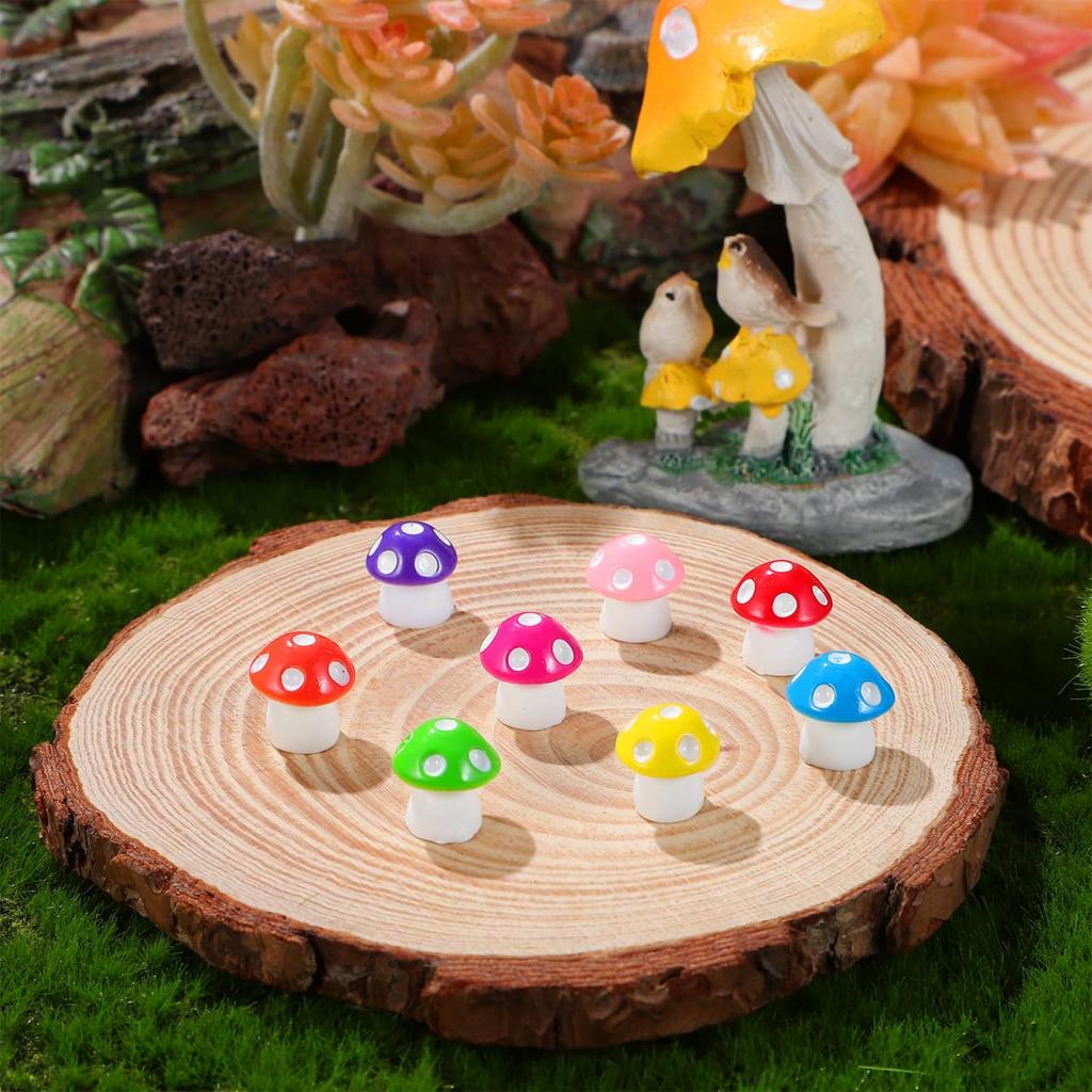 TOYANDONA 80 Pieces 8 Colors Mini Resin Mushrooms - Miniature Mushrooms, Cute Resin Terrarium Figurines, Tiny Fake Mushrooms, Fairies, Bonsai