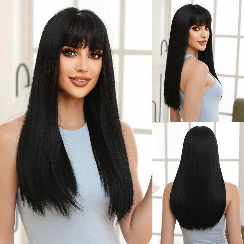 LOUIS FERRE Blonde Middle Part Synthetic Wigs for Women Girls Long Straight Natural Hair Daily Cosplay Heat Resistant Fiber Wigs