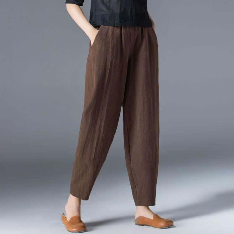 Loose Large Size Cotton Wide-leg Pants Women's Summer White Harem Pants Were Thin Casual Black Nine-point Bloomer Pants