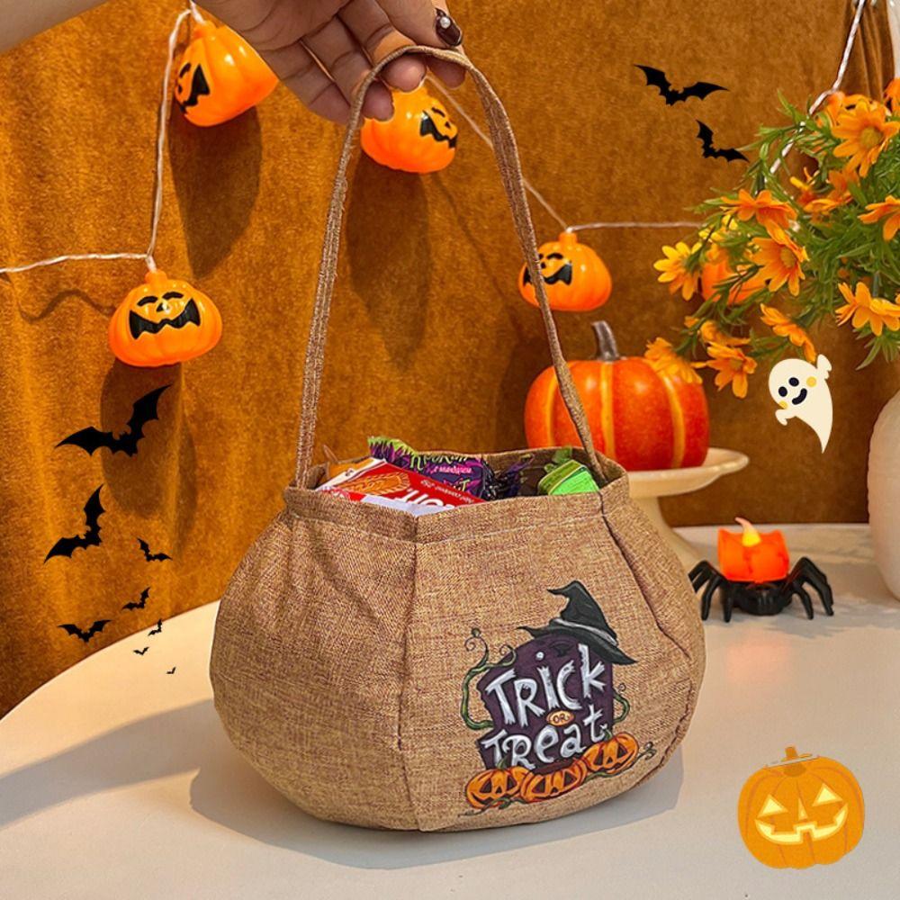 Funny Trick or Treat Bag Printing Pumpkin Handbag Portable Halloween Candy Bag  Party Supplies
