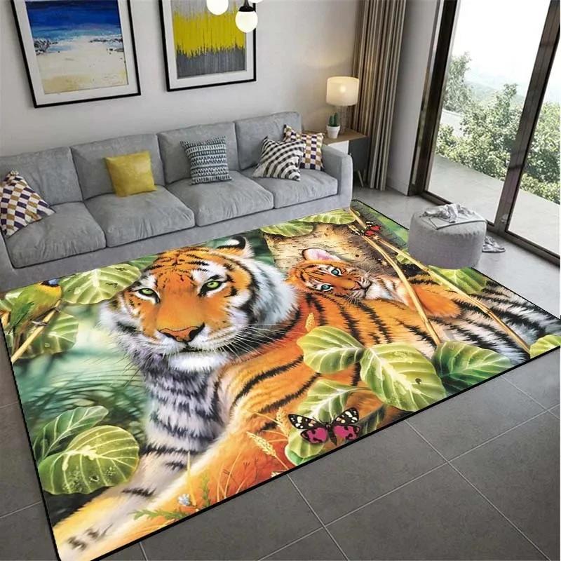 Home Decoration Tiger Wild Animals Pattern European Style Floor Mat Hallway Rug Bedroom Living Room Kitchen Hallway Rug