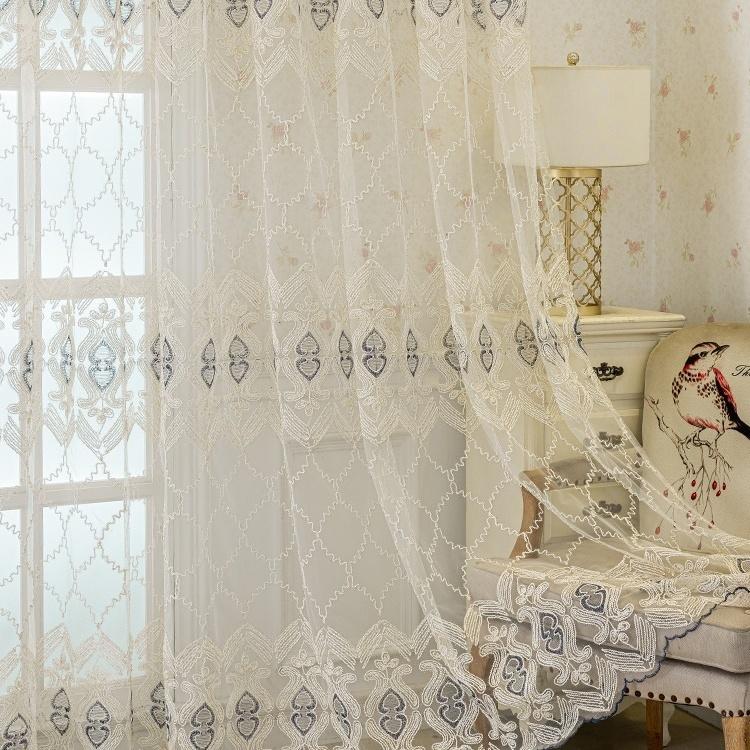 Modern High-end Luxury European-style Embroidered Gauze Curtains for Living Room Luxury Tulle Sheer Yarn Window Screens