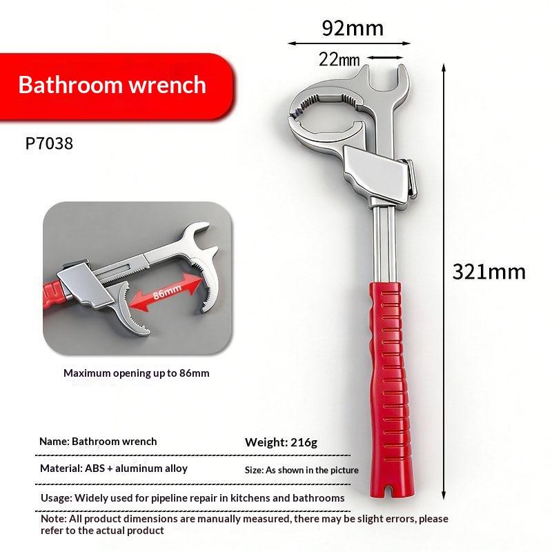 Adjustable Wrench For Bathroom Kitchen Plumbing Installation Tasks 86Mm Jaw Lightweight Aluminum Alloy Construction
