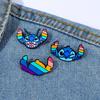 Cute Creative Personality Rainbow Stitch Metal Badge Star Baby Stitch Head Alloy Brooch