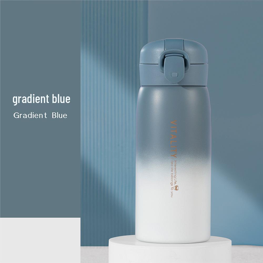 Gradient Color Stainless Steel Flip-top Water Cup for All Ages