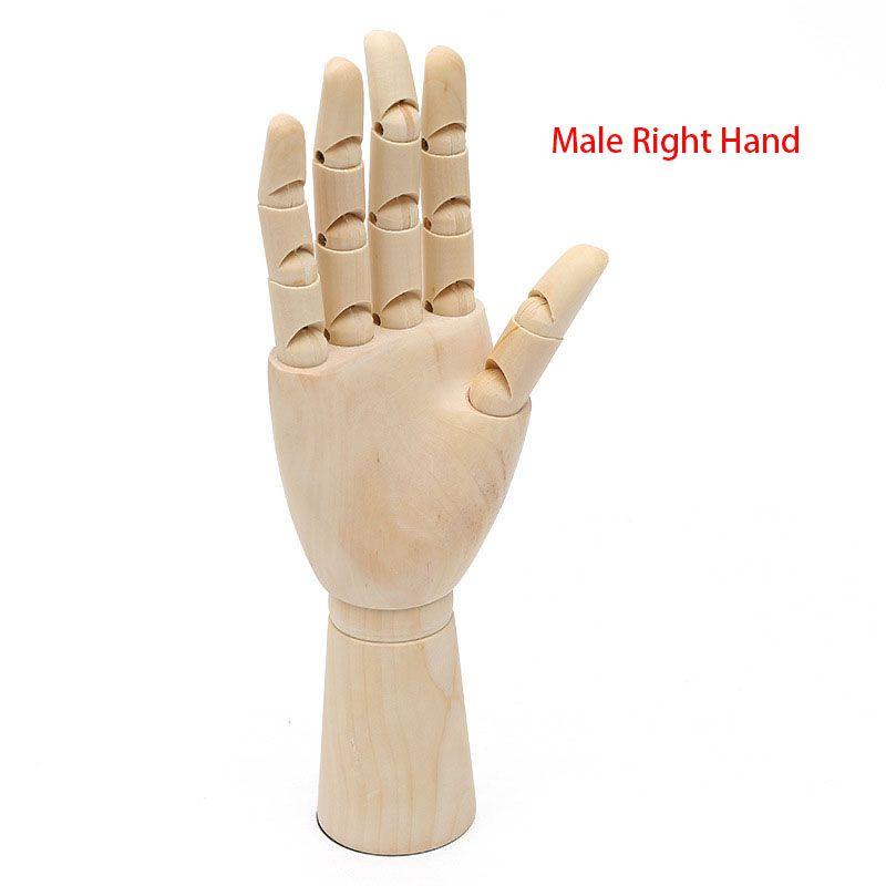 Right Left Wooden Hand Model Sketching Drawing Jointed Movable Fingers Mannequin