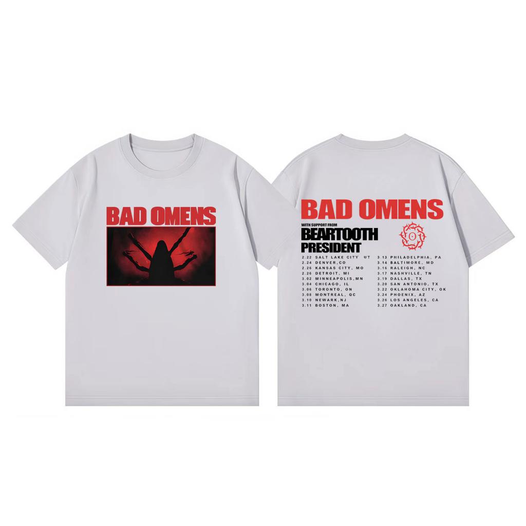 Bad Omens Tour 2026 Koszulki Merch Mężczyźni Kobiety Odzież Moda Koszulka Rockowa Letnia Codzienna Luźna Koszulki z Krótkim Rękawem Streetwear