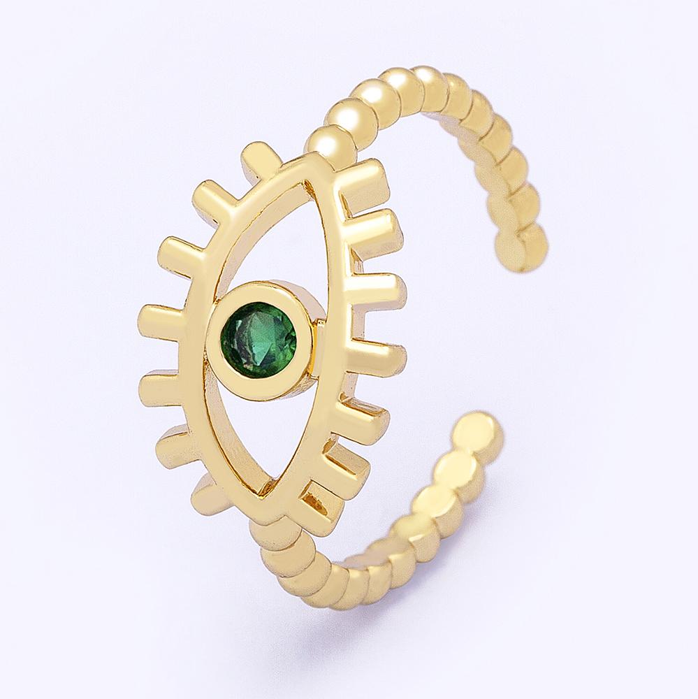 Fashion Bohemian Lucky Turkish Evil Eye Rhinestone Open Rings For Women Vintage Boho Adjustable Ring Copper Zircon Party Jewelry