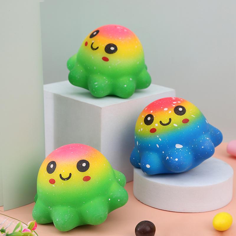 Kawaii Colorful Octopus Cure Stress Decompression Vent Girl Kids Toy Tpr Fidgeting Toy Stress Ball Party Game Birthday Present