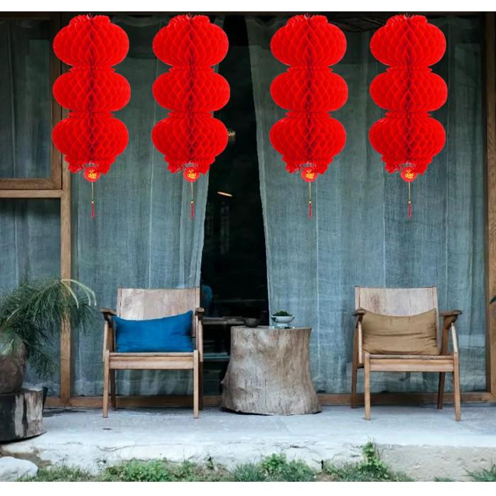 Thickened Red Plastic Paper Lantern String for Chinese New Year and Spring Festival Decoration