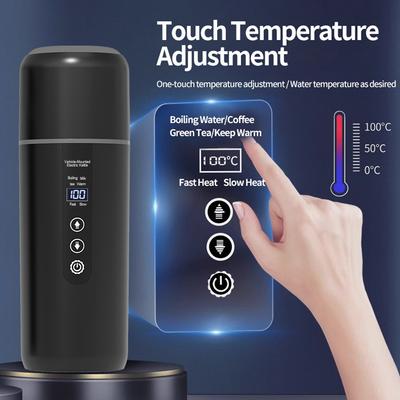 Car Electric Kettle 12V/24V Universal USB Portable Water Boiler Cup 500ml 316 Stainless Steel Fast Heating/Keep Warm