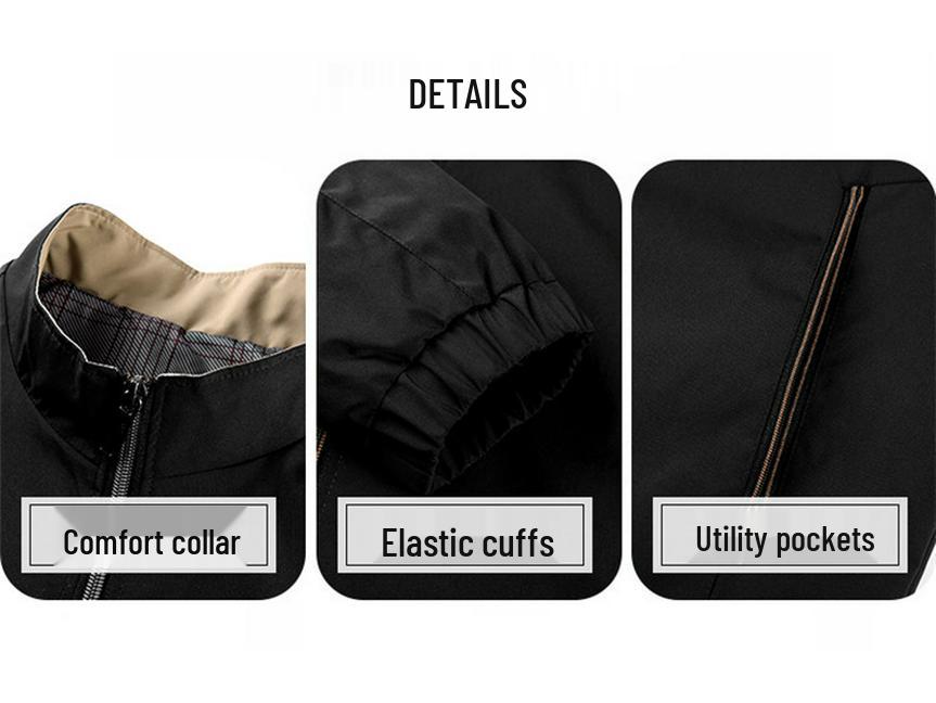 Men's Spring Stand Collar Business Jacket - Casual Zipper Cardigan for Middle-aged Dads.