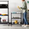 Amazon Basics 3-Tier Steel Shelf, Metal Rack, 340kg Load Capacity, 58.9cm Wide x 34cm Deep x 76.2cm High, Black
