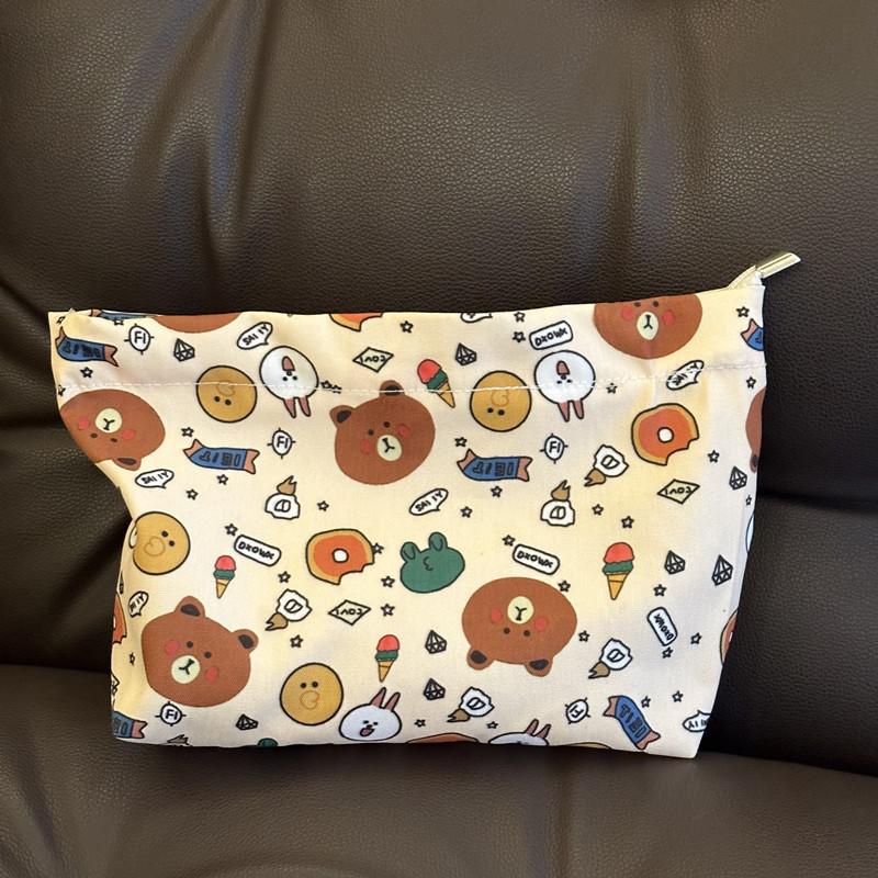 Cartoon Canvas Bag Anime Cosmetic Case Travel Clutch Bag Makeup Pouch Portable Organizer  Handbag