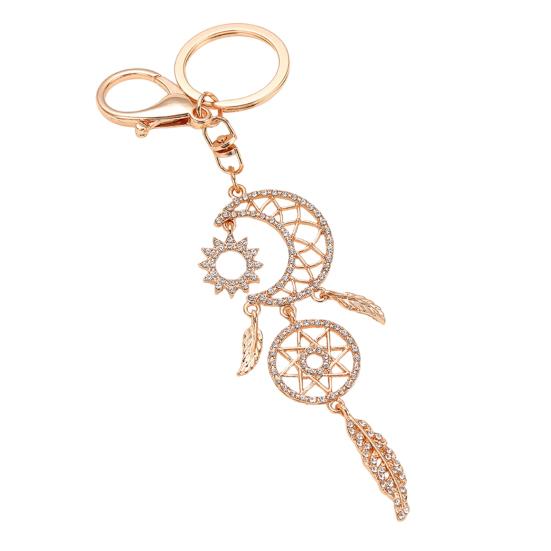 

Keychain Pendant Dream Catcher Design Lightweight Key Chain with Star Moon Feather Charm Lobster Clasp Bags Backpacks Accessory