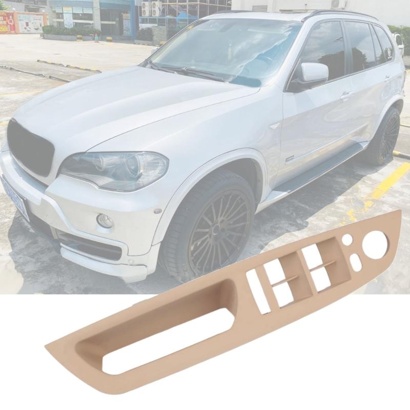 Beige ABS Window Control Switches Trim Panel , Clip On Driver-Position Door Replacement with Handle Opening, Rear Reinforcement Ribs and Integrated