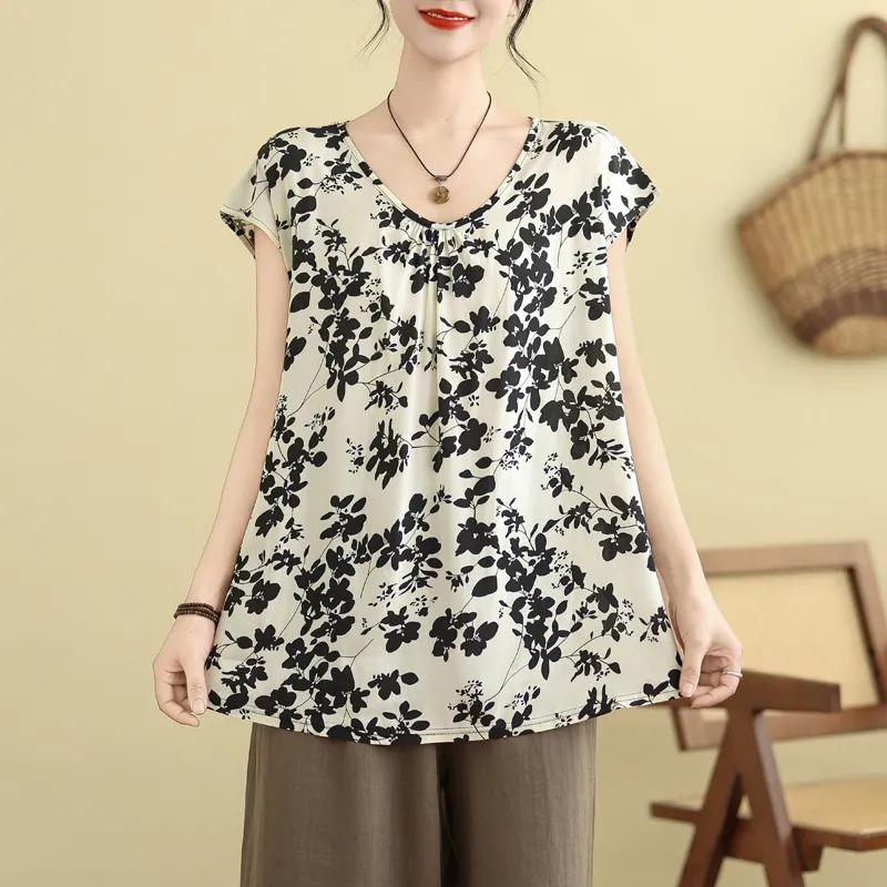 Summer Women's Polka Dot Print Blouse Loose Fit V Neck Sleeveless Casual Top