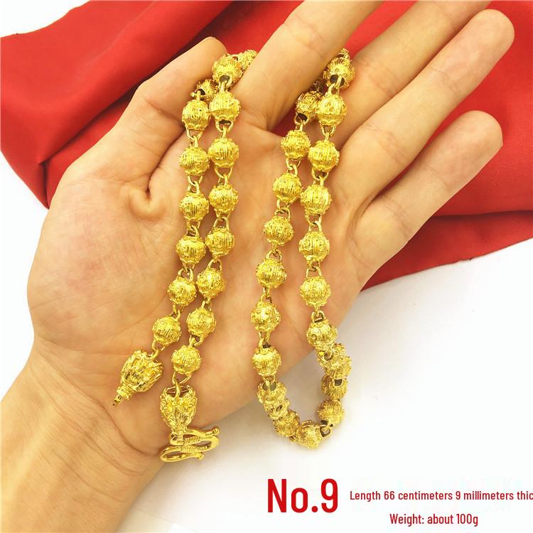 Men's Double Dragon Head Necklace: Non-fading Brass with Thick Gold Plating, Vietnamese Sand Gold Jewelry.