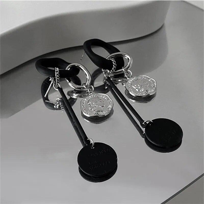 

Черные длинные портретные серьги-подвески в Европе и США, темпераментные индивидуальные модные серьги с кисточками, женские ювелирные изделия в подарок чёрный