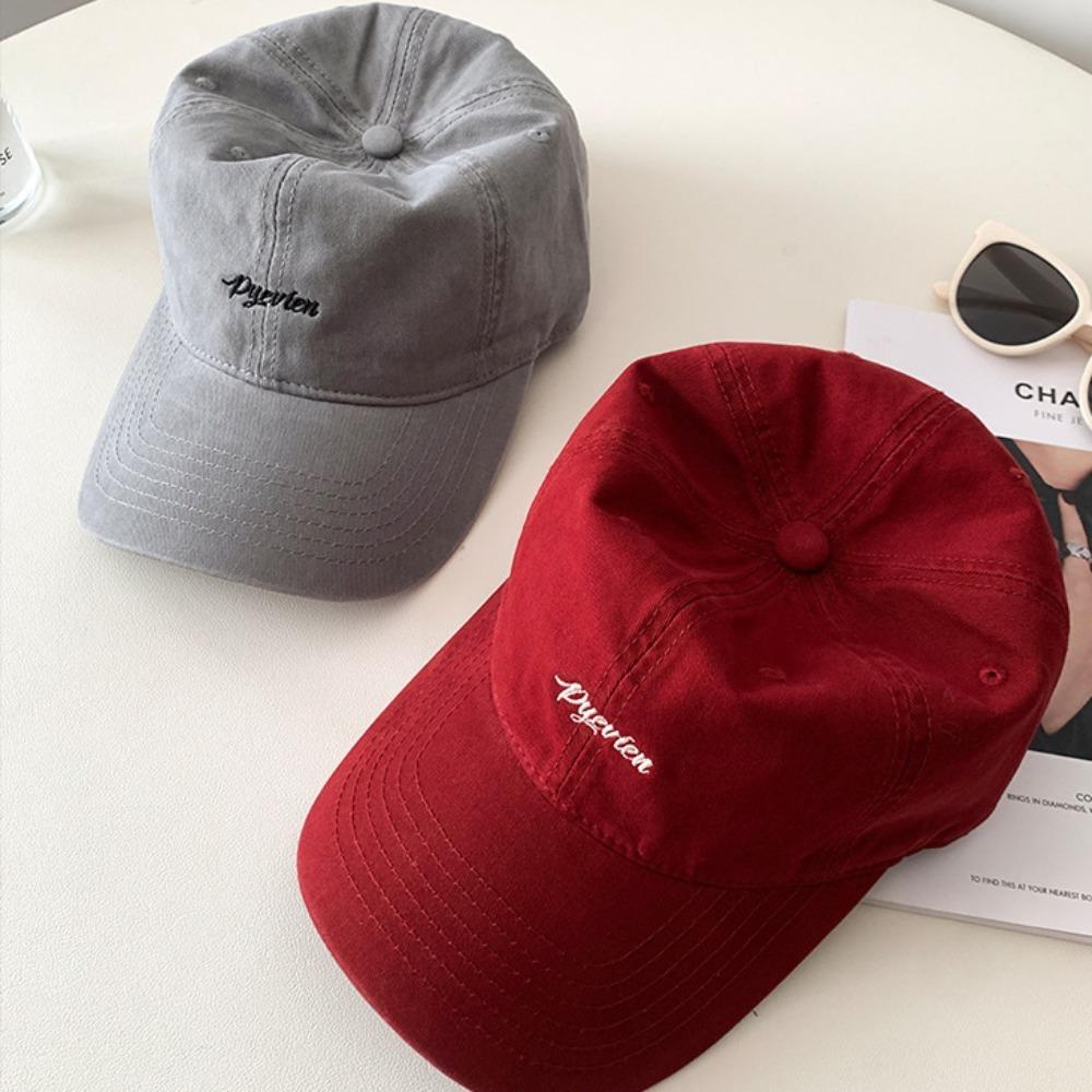 Sunscreen Embroidered Letter Cap Korean Style Cotton Hat Apparel Accessories Baseball Cap  Girls