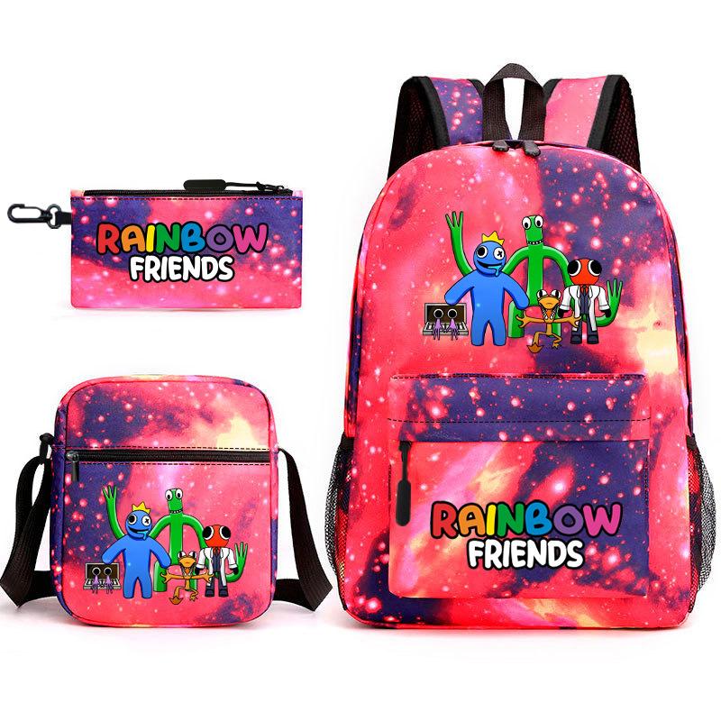 Rainbow Friends Surrounding Backpack Elementary School Student Starry Sky School Bag Three-piece Set