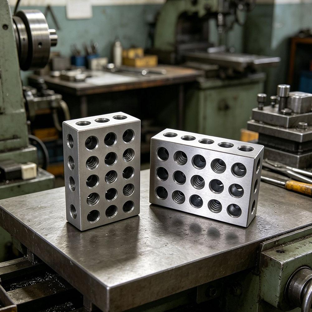 25-50-75mm Blocks Set Matched Pair 23 Holes Steel Setup Blocks With Screw Wrench For Machinists, Woodworkers