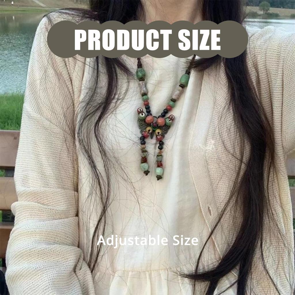 Handmade Ceramic Butterfly Pendant Necklace Bohemian Jewelry Adjustable Length Lightweight Neck Jewelry Gift for Women