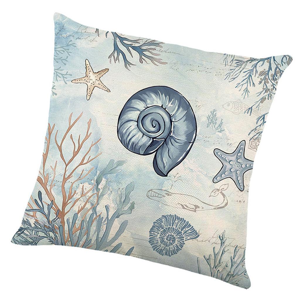 Plush Pillow Case Ocean Themed Linen Cushion Cover Perfect For Summer Home Decoration And Sofa Use