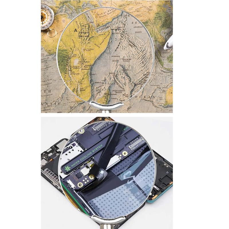 Suport de lipit pentru instrumente de ajutor de la mâna a treia de 60 mm cu 4x lupă de sudură LED cu rotație de 360 ​​de grade, 2 agrafe de crocodil ajustabile