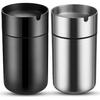 2 Pieces Car Cup with Lid Portable Cup Holder for Car Mini Trash Can Stainless Steel Detachable Windproof Car Cup Holder Bucket for Outdoor Travel