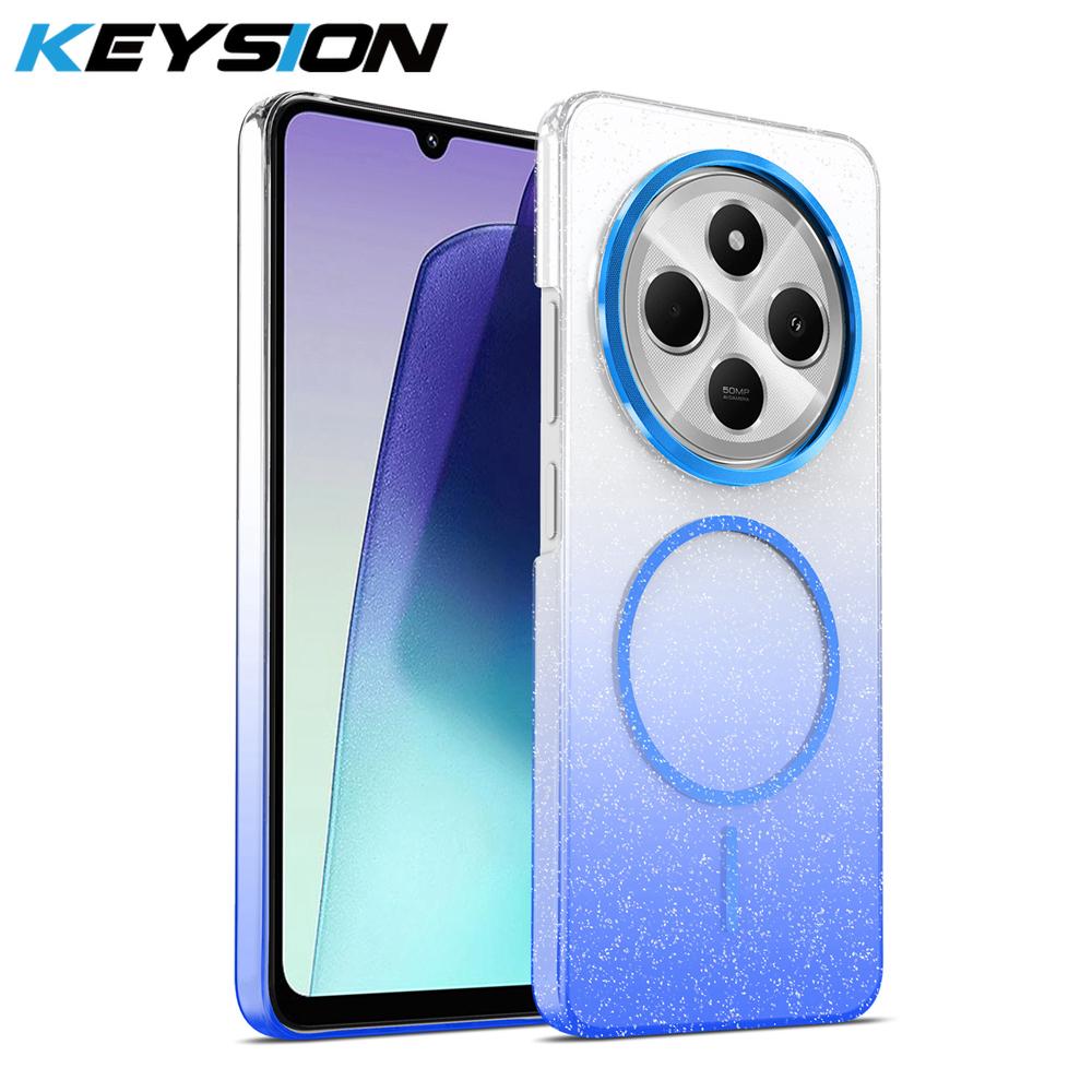 

KEYSION Роскошный градиентный блестящий магнитный чехол для телефона для Redmi 14C Прозрачная жесткая ПК Противоударная задняя крышка для Xiaomi POCO C75 for Redmi 14C