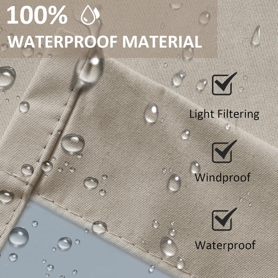 Set of 2 outdoor curtains, privacy screen, waterproof, top and bottom with eyelets