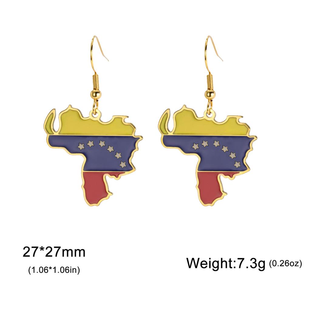 EUEAVAN Enamel Venezuela Map Earrings Girl Stainless Steel Gold/Silver Color Charm Venezuelan Flag Pendant Earring Jewelry Gifts