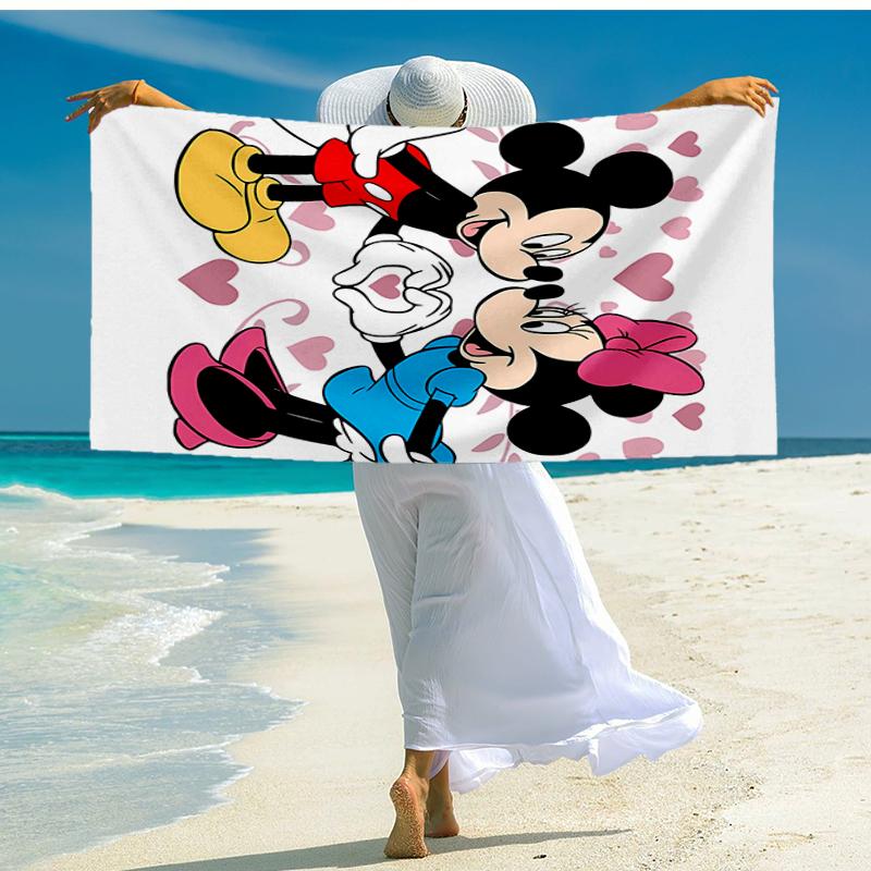 Ultra-Soft Beach Towel with Mickey-Minnie Theme,Ideal for Pool - Camping, Diving - Perfect Travel Essential, Vibrant Beach Towel.