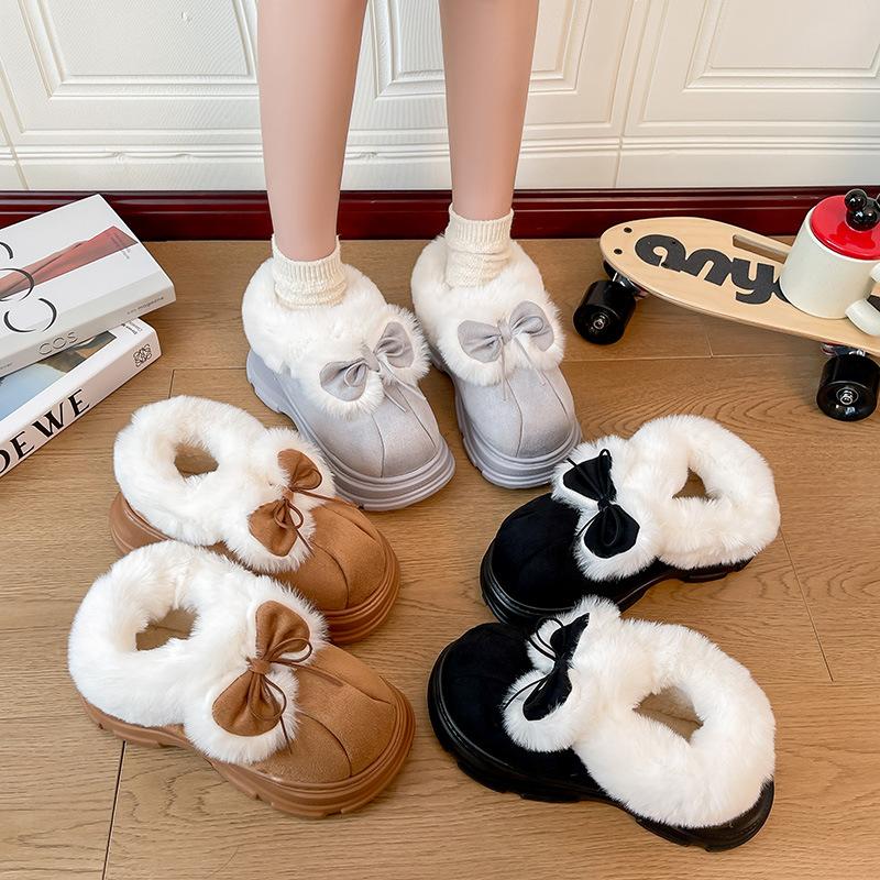 Bottes de Neige d'Hiver Chaudes pour Femmes, Mode Nœud, Semelle Légère et Douce, Doublure Rembourrée en Fourrure, Antidérapantes, Décontractées, Sportives, en Coton