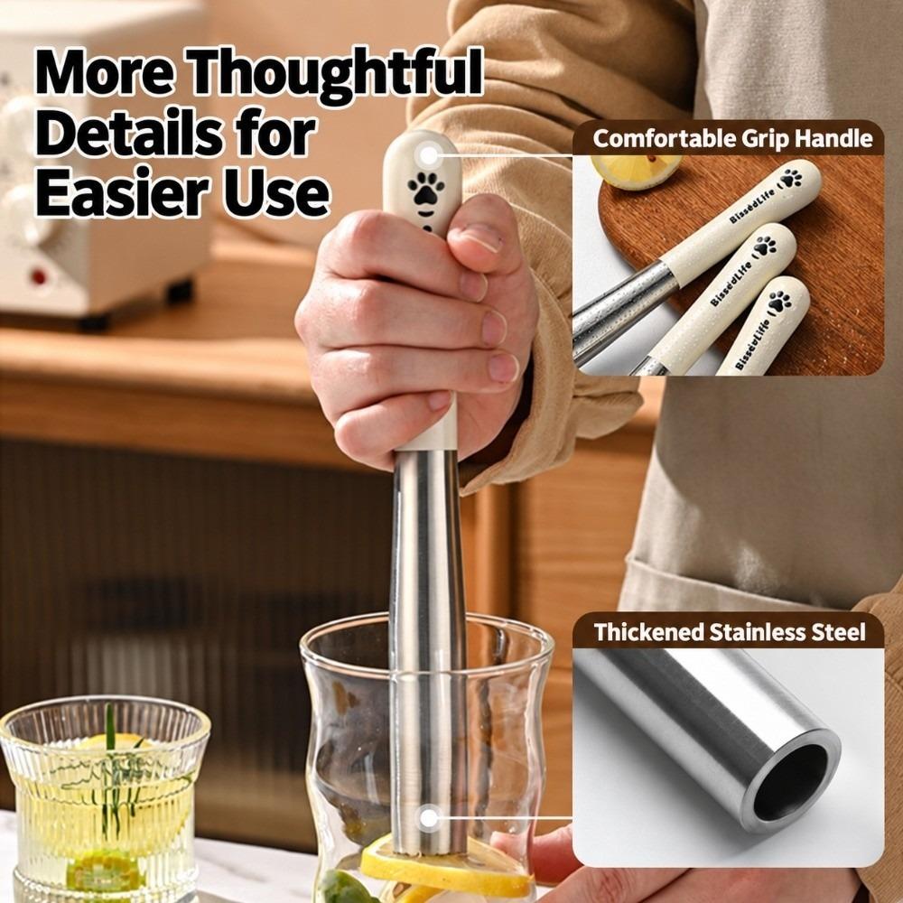 Heavy Duty Fruit Muddler Stainless Steel Ice Muddler Puree Making Lemon Hammer Bar Tools