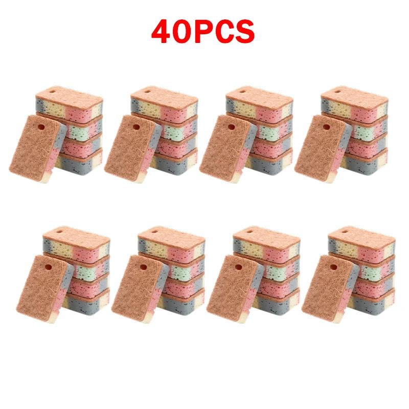 40PCS Kitchen Cleaning Sponge Wipe Wood Pulp Cotton Dishwashing Sponge Dishcloth Kitchen Rag Dishcloth Sponge Block
