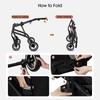 3 In 1 Foldable Pet Stroller Household Washable Dog Cat Carrier Outdoor 4 Wheels Lightweight Trolley