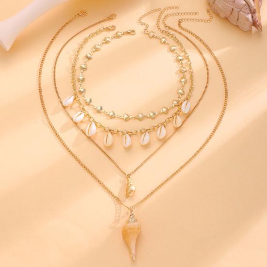 Natural Seashell Layered Necklace Tassel Ocean-Inspired Jewelry Beach Earrings Set Vacation Style Elegant Gift for Women