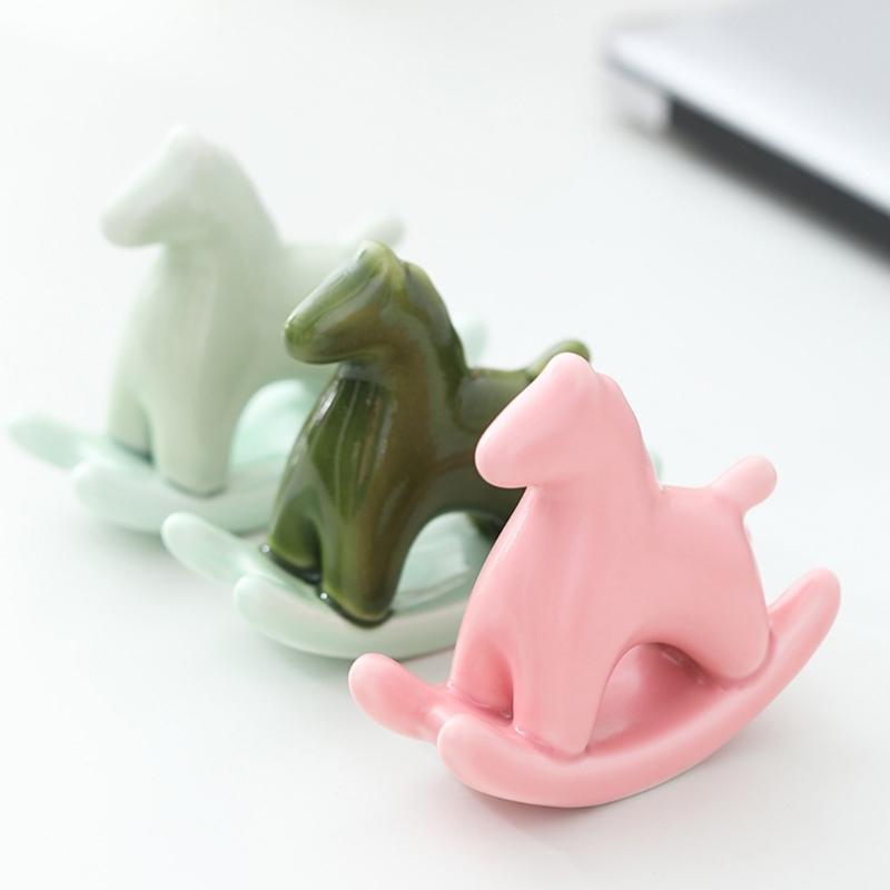 Creative Ceramic Rocking Horse Figurine Exquisited Design Animal Decoration Adds Charm To Any Room