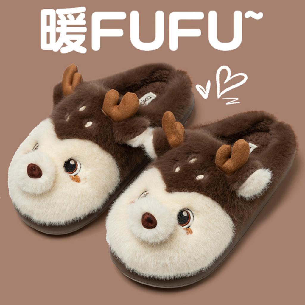 Ear Dog Cotton Slippers 2025 New Indoor Home Cute Warm Non-slip Plush Cotton Mop