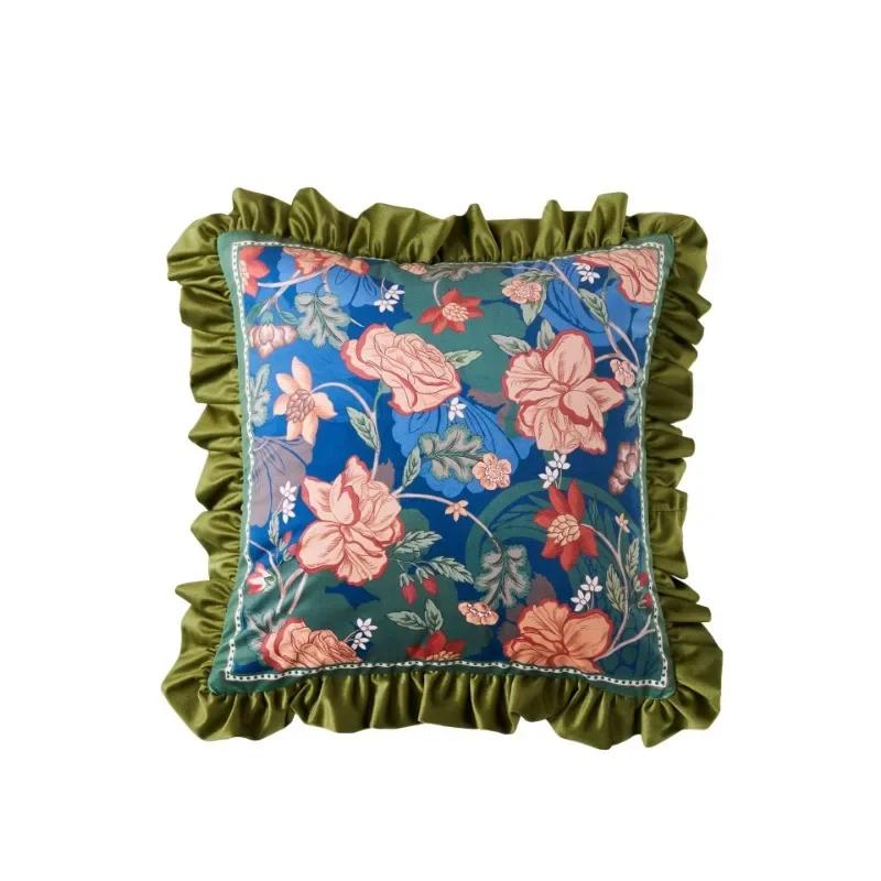 Parrot Print Cushion Case, Flora Bird Pillows, Luxury Velvet, Decorative Pillow Cover for Sofa Chair, Modern Living Room, Home D